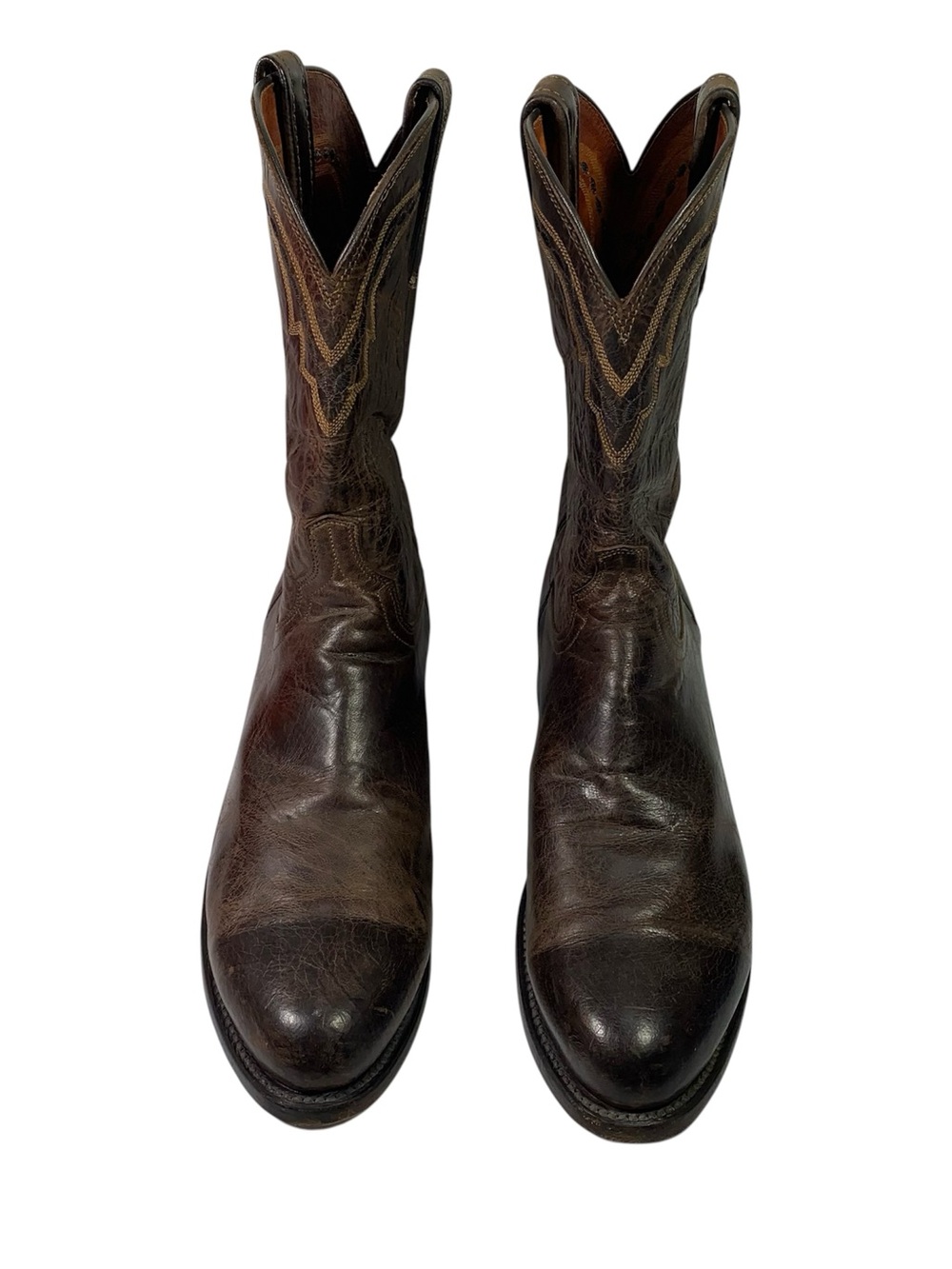 Lucchese T0122 Mad Goat Roper Dark Brown Leather Cowboy Boots Size 9.5 D - Picture 12 of 13
